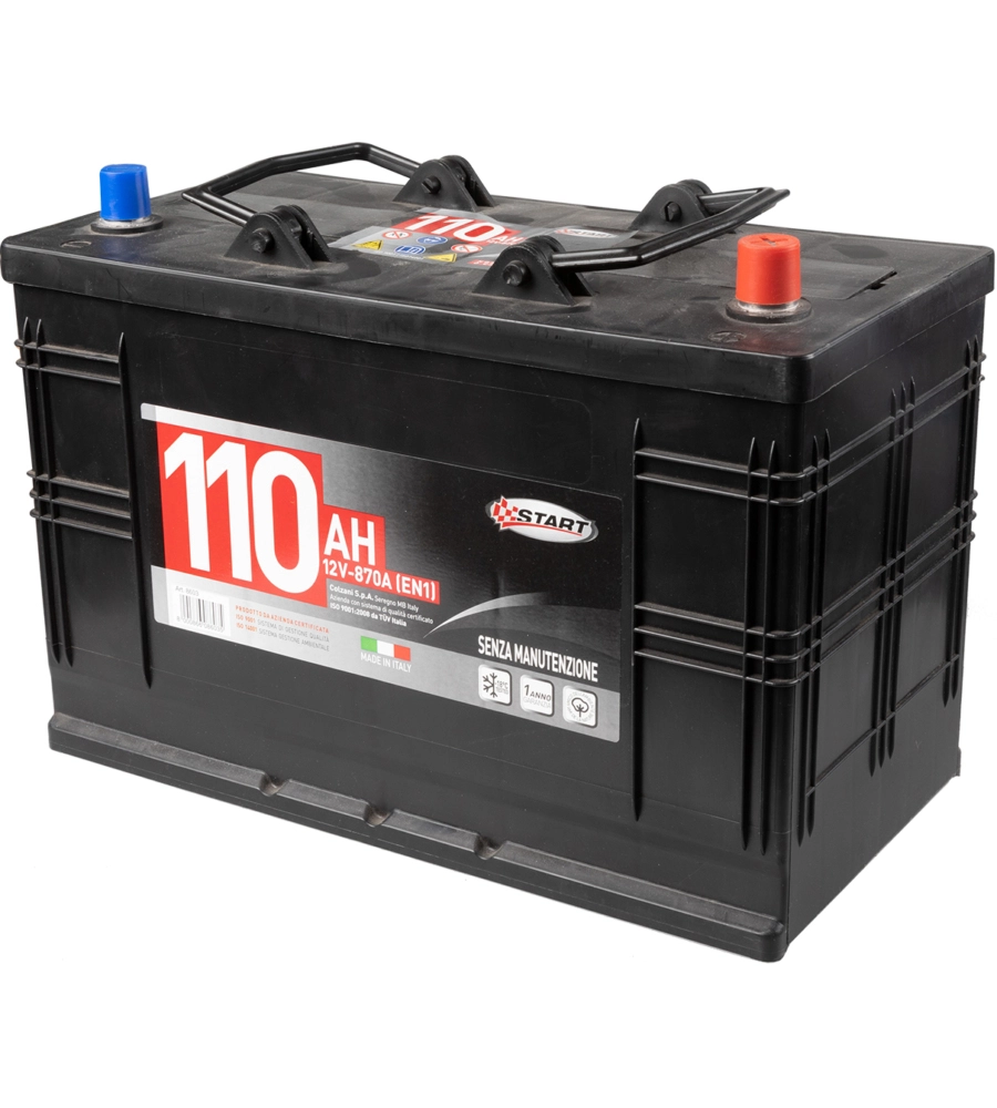 Batteria per autocarro e trattori 110ah 12v 750a polo positivo destro